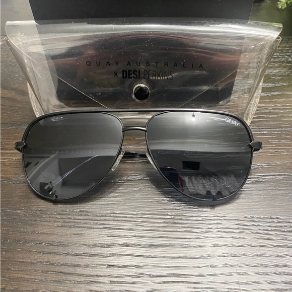 Quay Australia High Keys Black Aviator Sunglasses - Main Image